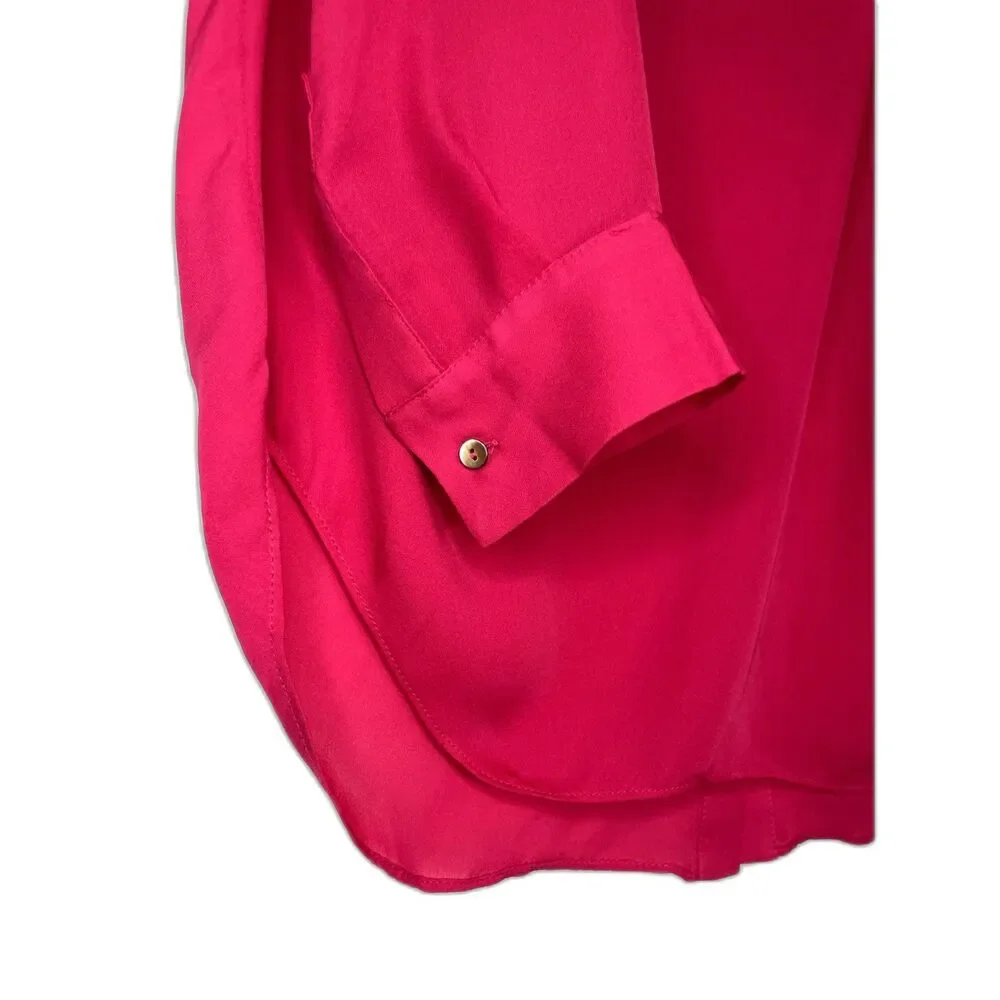 NWT Zoa New York Long Sleeve V-neck Silk Blouse in Cherry - Size Small - Picture 4 of 7